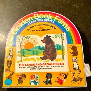 Vintage Golden Book film  large Crawley bear tape real 7 inch vinyl story set